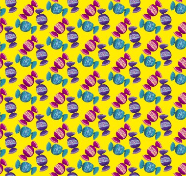 tatlılar desen Sarı zemin üzerine