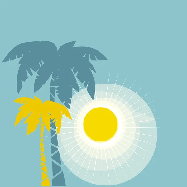 Palmen en zon — Stockvector