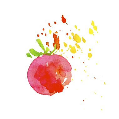 domates sıçrama suluboya resim