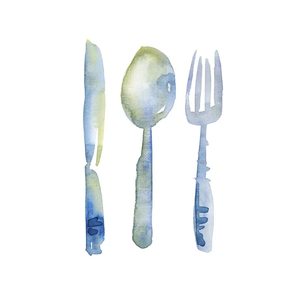 Watercolor vintage tableware set — Stock Photo, Image