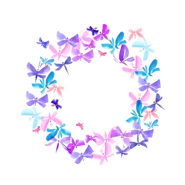 Watercolor butterfly summer wreath — Stock Photo, Image