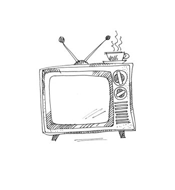 elle çizilmiş vintage tv