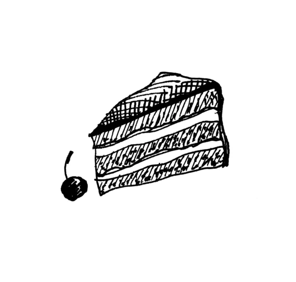 Ręcznie rysowane bułka z masłem — Zdjęcie stockowe