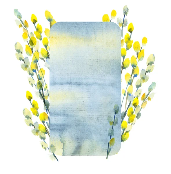 穏やかな柳花水彩イラスト — ストック写真