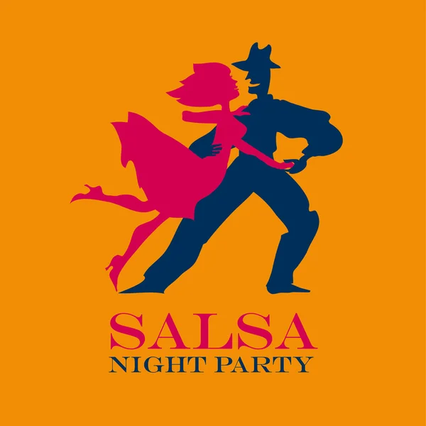 Gul affisch för salsa party. par dansa latin dance vektor — Stock vektor