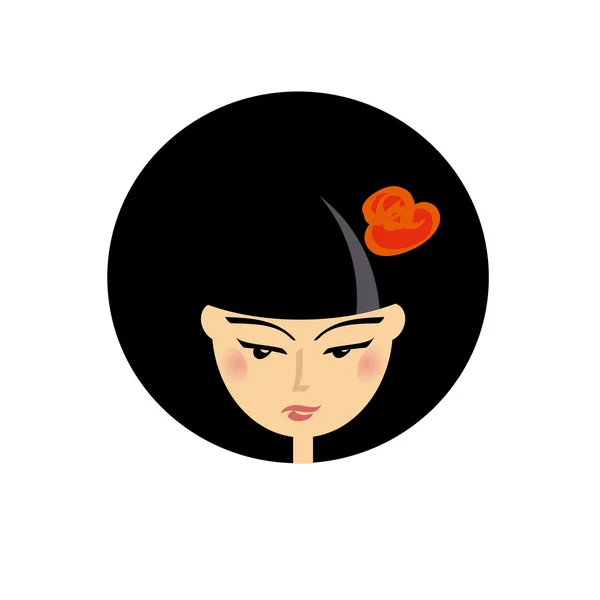 Asiatique beauté fille portrait vecteur illustration — Image vectorielle