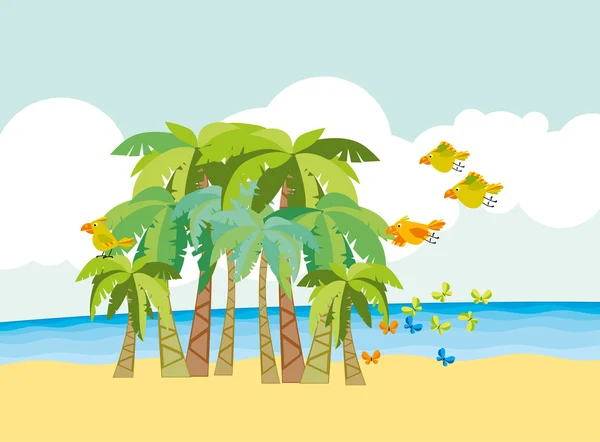 Ilustracja wektorowa tropikalnej plaży — Wektor stockowy