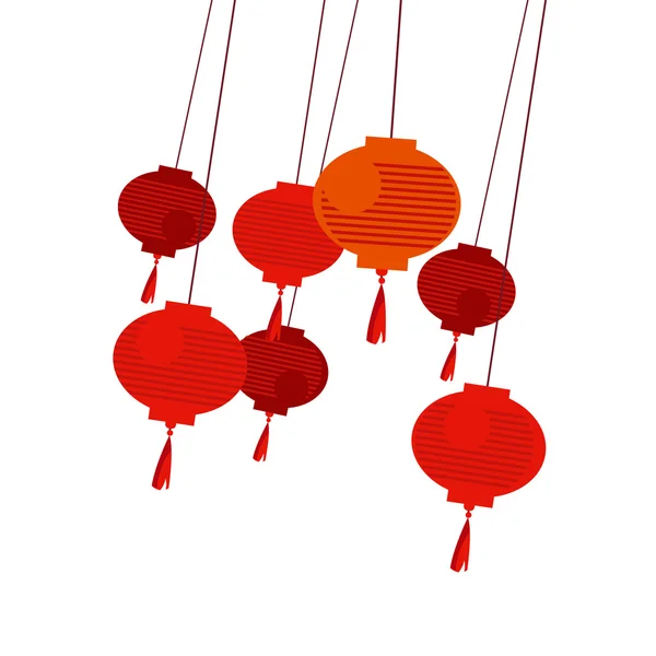 Lanterne rouge chinoise illustration vectorielle — Image vectorielle