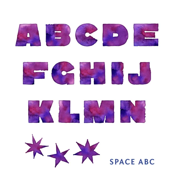 Universum stijl aquarel violet lettertype — Stockfoto