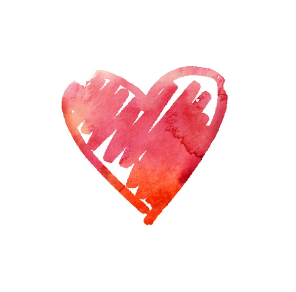 watercolor hand painted red heart sketch