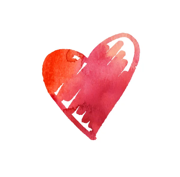 Acuarela pintado a mano rojo corazón boceto —  Fotos de Stock