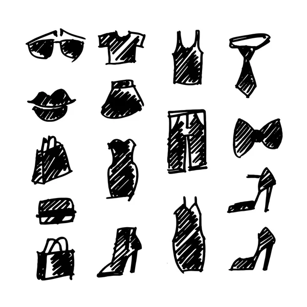 Einkaufssymbole Vektor Skizze Illustration — Stockvektor