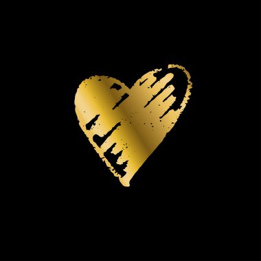 Altın kalp vektör çizim simgesi