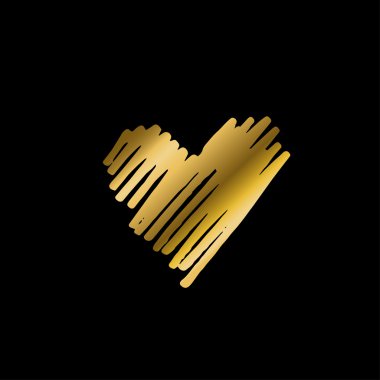 Altın kalp vektör çizim simgesi