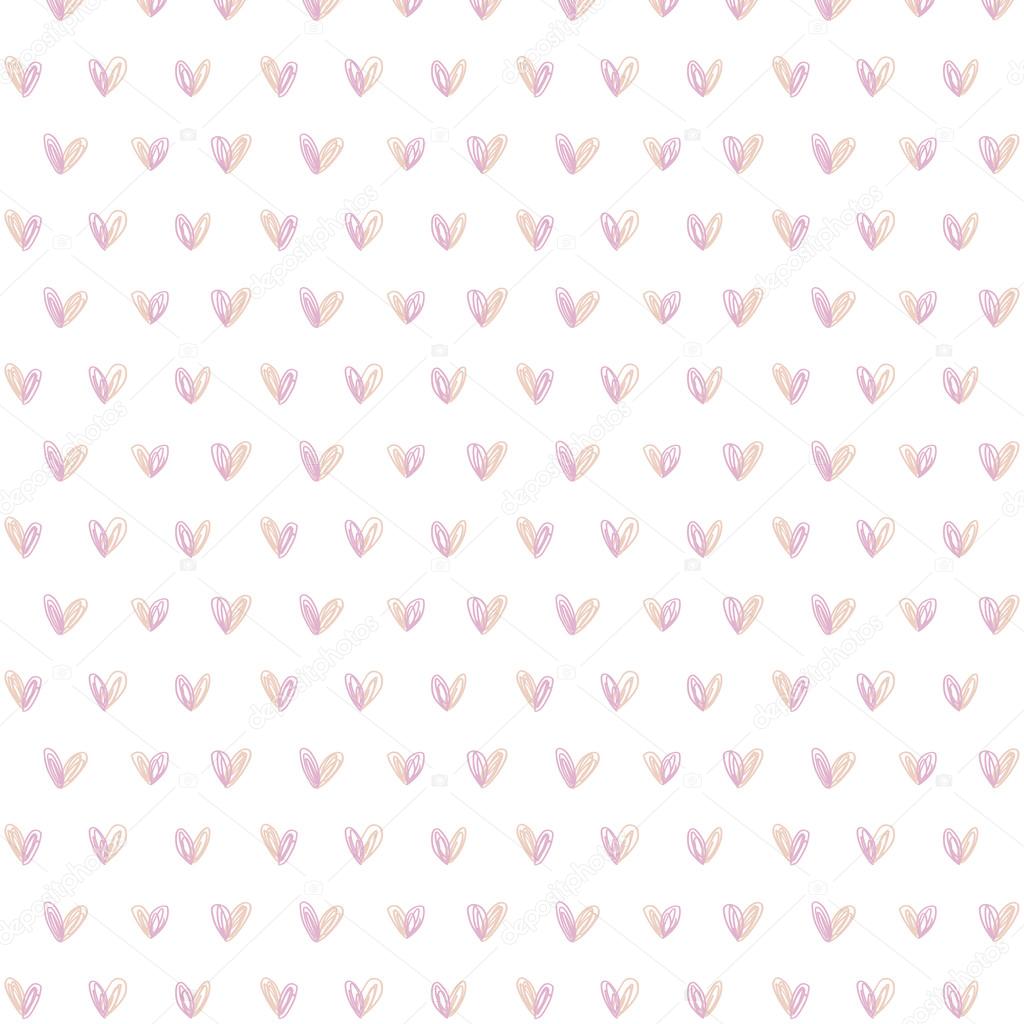 Reticolo senza giunte del cuore di colore rosa disegnato a mano — Vettoriale Stock