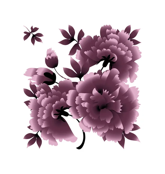 Peonía decorativa flor vector ilustración — Vector de stock