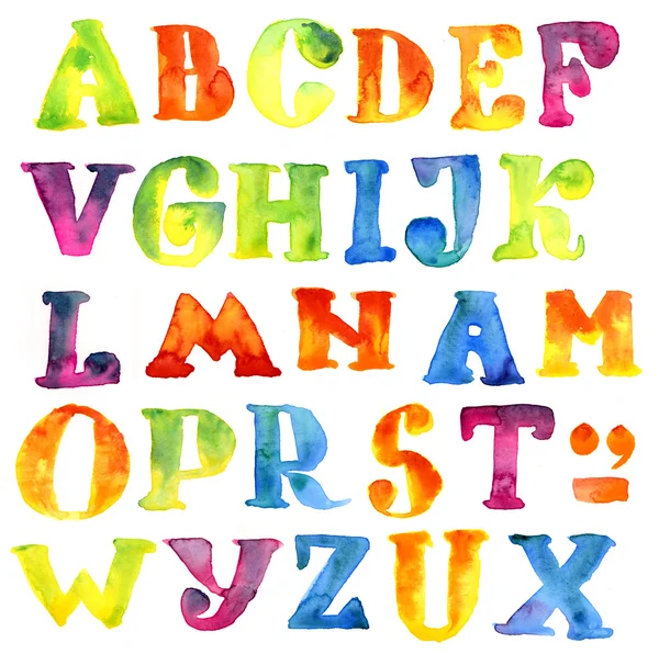 Handmade watercolor alphabet — Stock Photo, Image