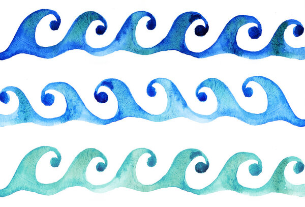 sea water handmade watercolour design element