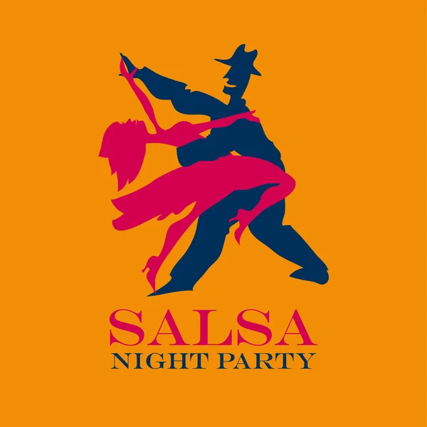 Sárga poszter salsa Party. pár tánc, latin tánc vektor — Stock Vector