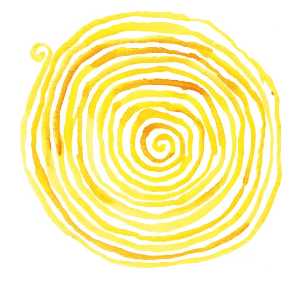 Жовта спіральна акварельна ілюстрація — стокове фото