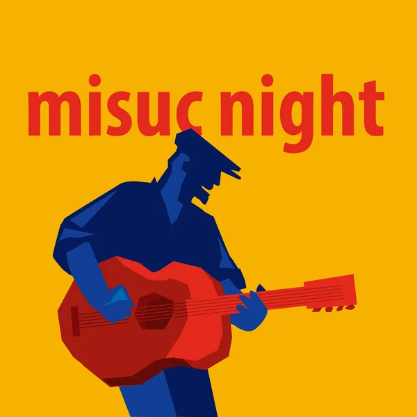 Modèle d'affiche de musique avec homme jouant de la guitare — Image vectorielle