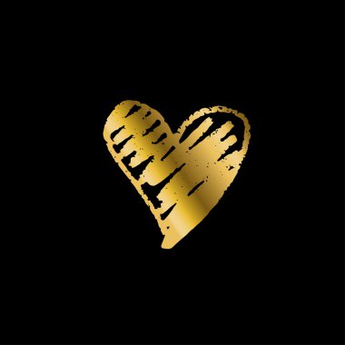 Altın kalp vektör çizim simgesi