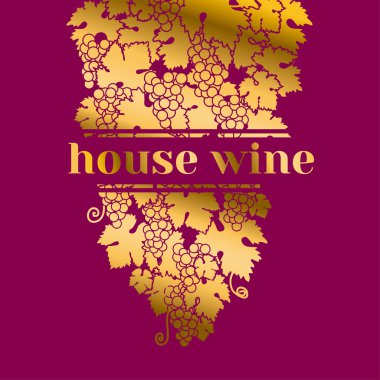 Altın elemanları ile menüsünün şarap etiket için şablon