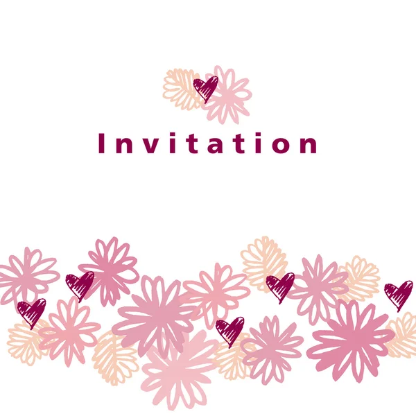 招待状の熱帯花テンプレート — ストックベクタ