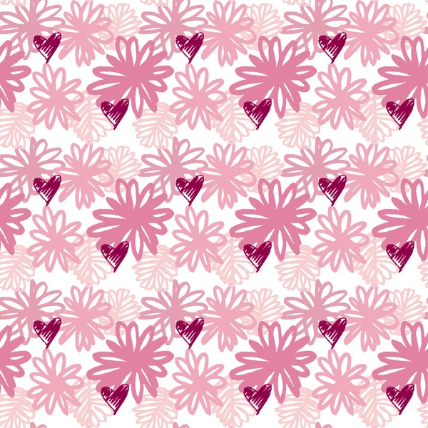 Blek rosa vektor seamless mönster av tropisk blomma med vita — Stock vektor