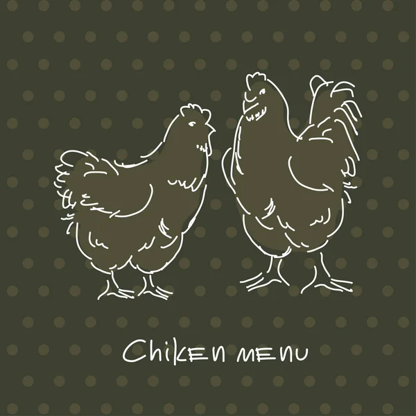 Ζευγάρι κοτόπουλο χέρι διανυσματικά εικονογράφηση — Διανυσματικό Αρχείο