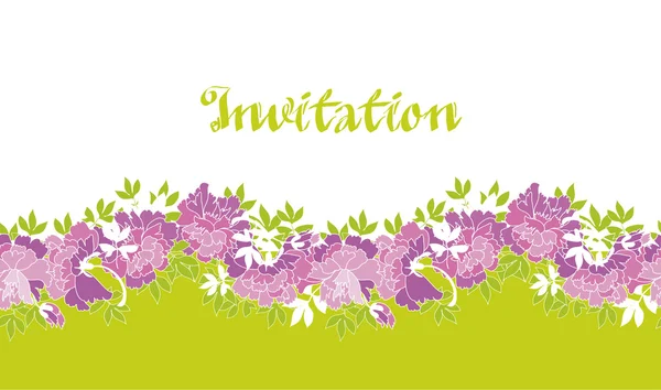Πρόσκληση πρότυπο με peopy ροζ λουλούδι. διακοσμητικά διανυσματικά il — Διανυσματικό Αρχείο