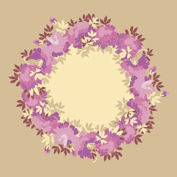 Grinalda cor pálida com flor de pêssego rosa. vetor decorativo illu —  Vetores de Stock