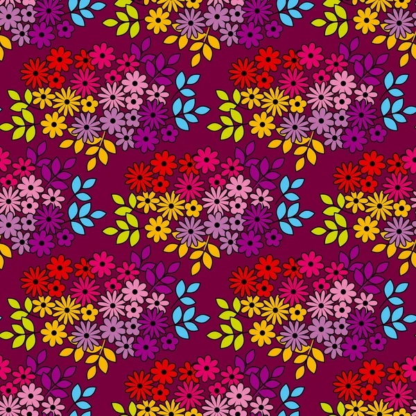Einfache Farbe Wiese Blumen nahtlose Muster. Vektor illustio — Stockvektor