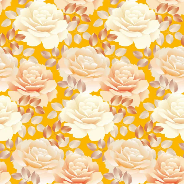 Seamless pattern of pearl color yellow rose. repitable swatch ve — Stock Vector