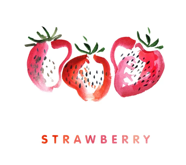 Illustration aquarelle fraise sur fond blanc — Photo