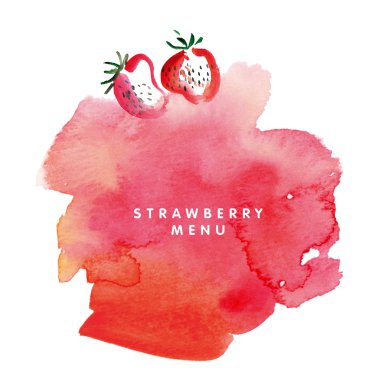 temlate menüsü. çilek suluboya resim üzerinde beyaz ba