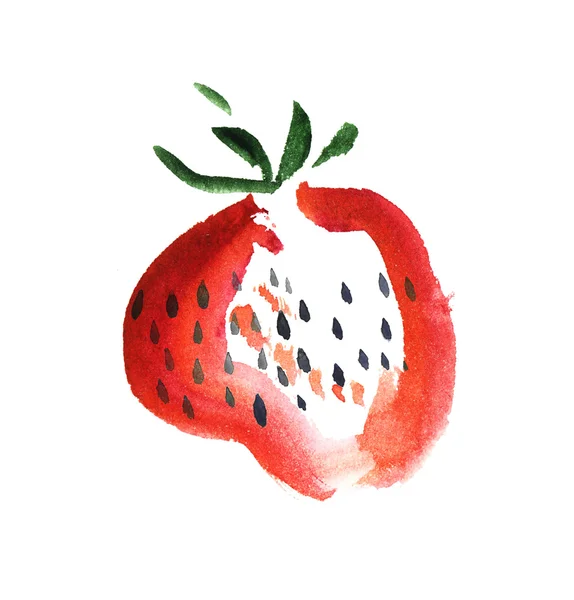 Fragola acquerello illustrazione su sfondo bianco — Foto Stock