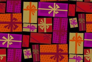 Noel paketi hediye kutuları ile seamless modeli kağıt sarma ve