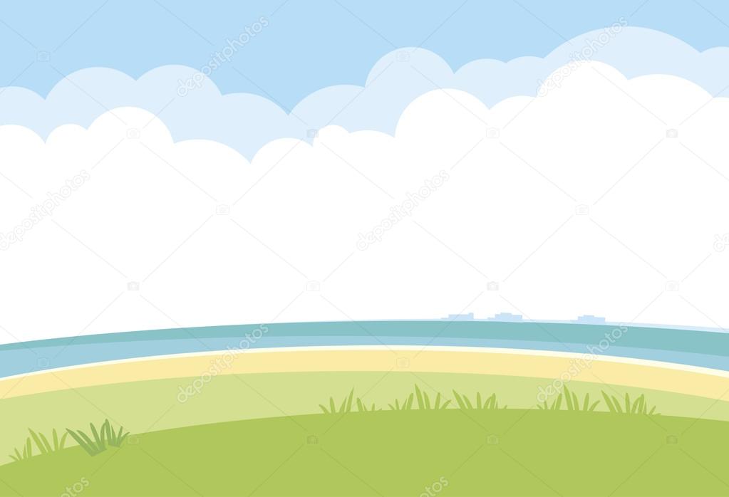 Simple landscape vector background. nature template with sea, gr Stock  Vector Image by ©Galyna #109991116