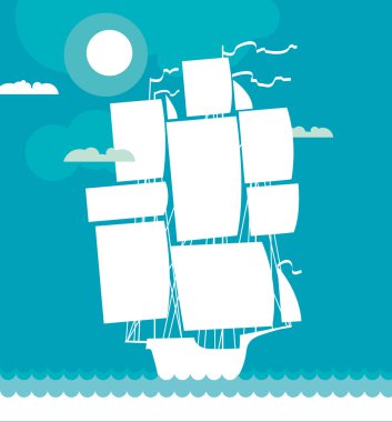 Dekoratif vektör çizim gemi