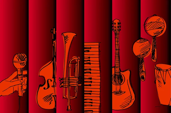 Hand getekende vector eenvoudige schets van muziek illustratie — Stockvector