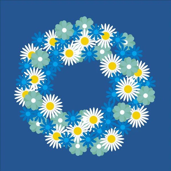 Simple cotton meadow wreath vector illustration — Stock Vector