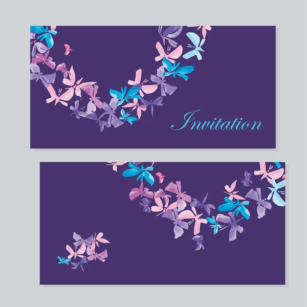 婚礼的水彩蝴蝶邀请模板。手绘 — 图库矢量图片