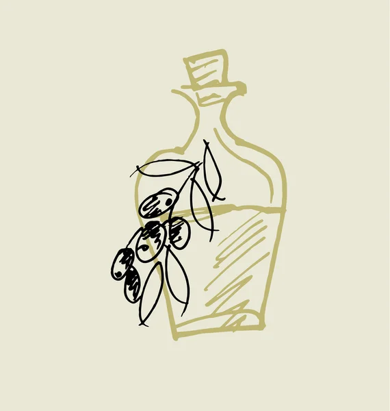 Оливкова олія проста ікона. їжа рука намальована ескіз вектор ілюстрації — стоковий вектор