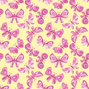 parlak kelebek uçan illüstrasyon. vektör seamless modeli.