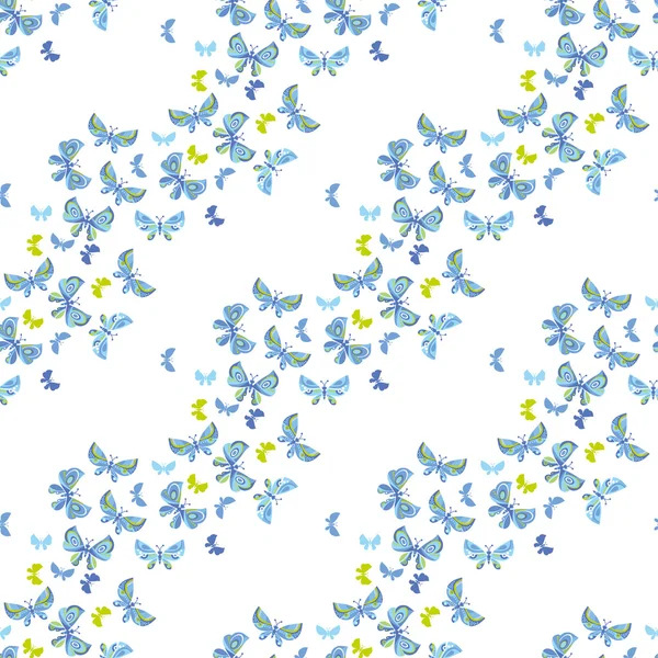Heller Schmetterlingsflug Illustration. Vektor nahtlose Muster auf — Stockvektor