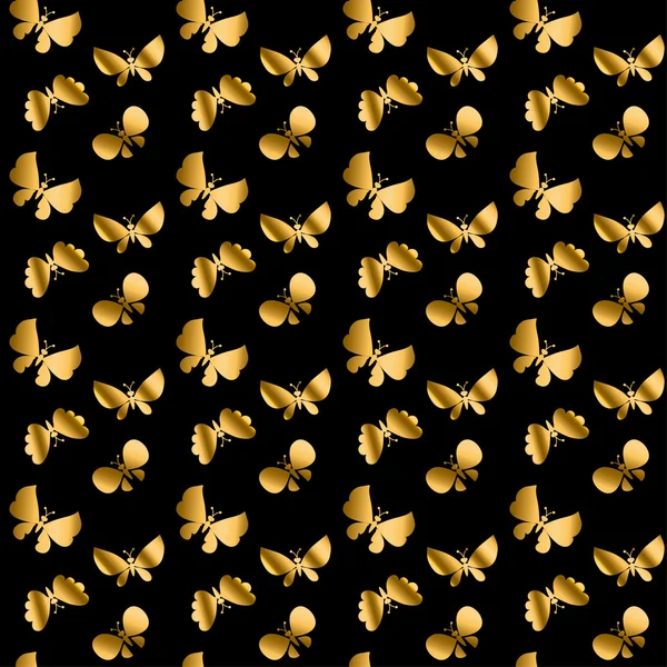 Mariposa de oro vuelo ilustración. vector patrón sin costura . — Vector de stock