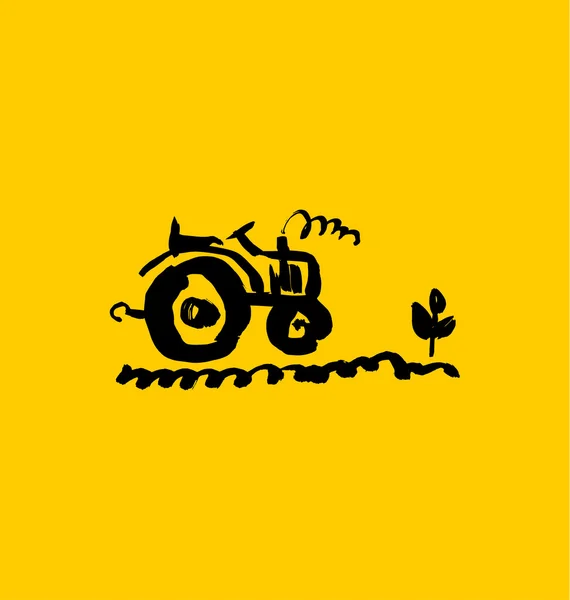 Tracteur dessiné à la main icône. illustration vectorielle simple . — Image vectorielle