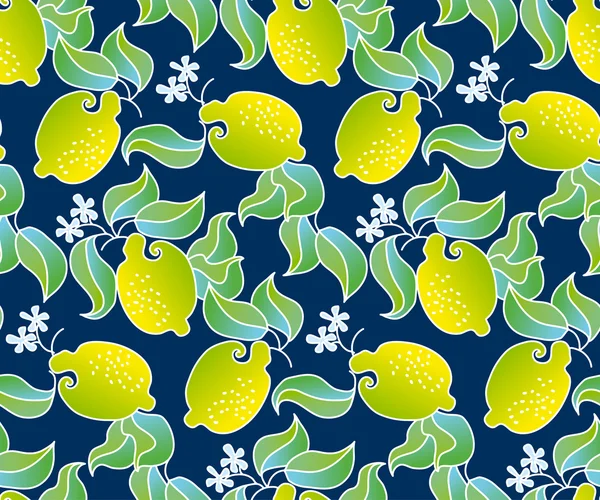 Лимонные фрукты бесшовный узор. векторный декоративный стилизованный иллюстр — стоковый вектор