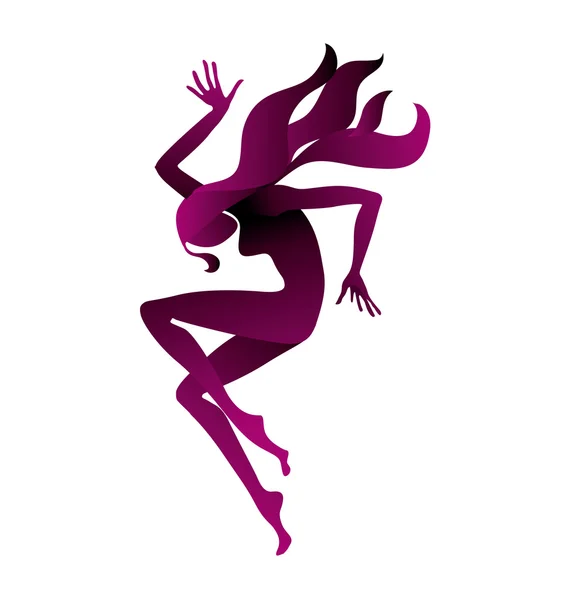 Fille dansant silhouette. illustration vectorielle — Image vectorielle